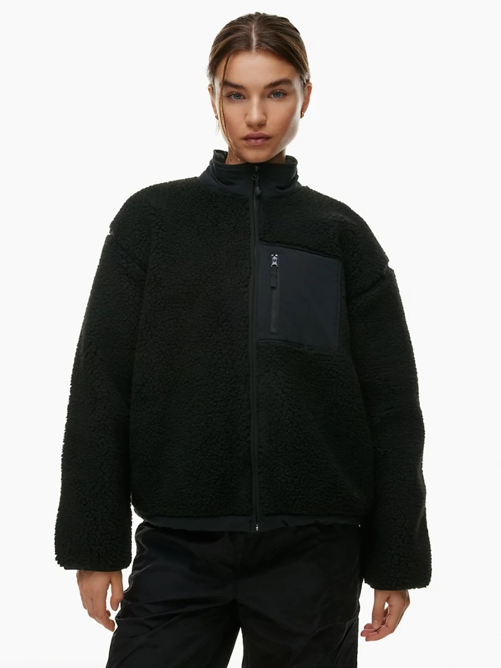 Aritzia TNAction Snoblock Polar Shred Mockneck Jacket Black minimalist fall XS